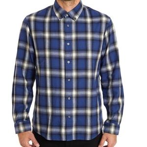 Slate & Stone Western Plaid Flannel Shirt Blue M‎